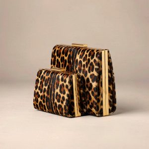 Lumier Calf-Hair Clutch Lumier Calf-Hair Clutch in Leopard / Black
