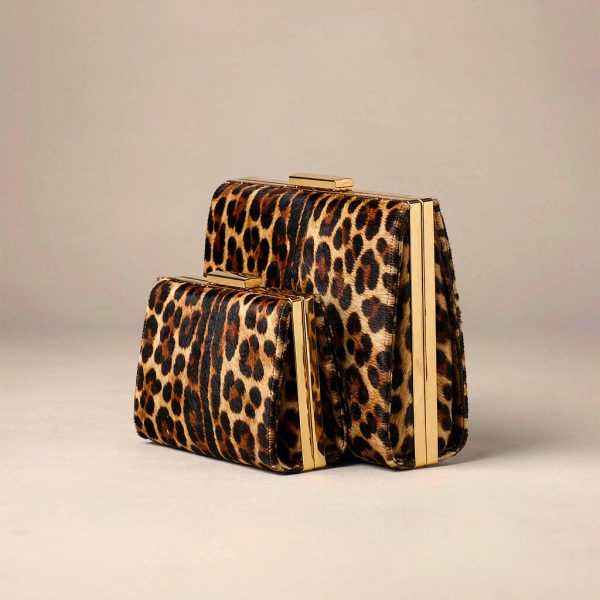 Lumier Calf-Hair Clutch in Leopard / Black