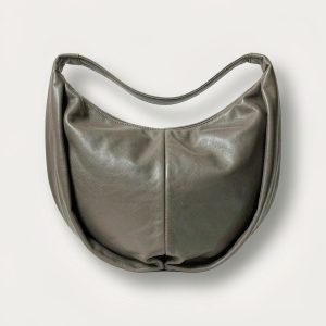 Ines Soft Leather Hobo in Taupe / Black