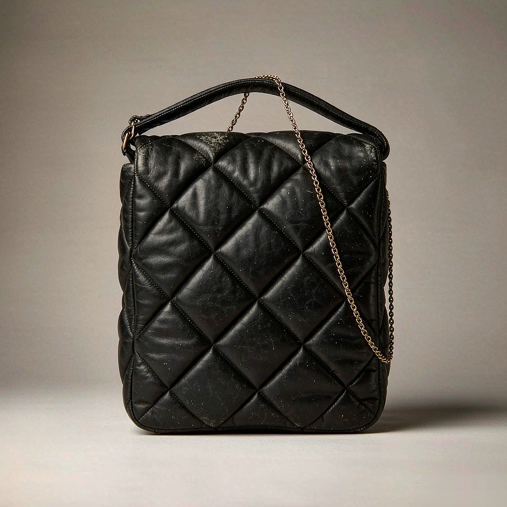 Noelle Quilted Shoulder Bag in Black / Ivory