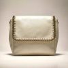 Sofia Chain-Trim Shoulder Bag in Cream / Black