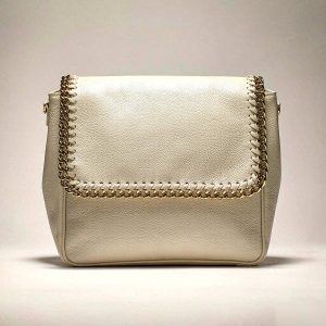 Sofia Chain-Trim Shoulder Bag Sofia Chain-Trim Shoulder Bag in Cream / Black