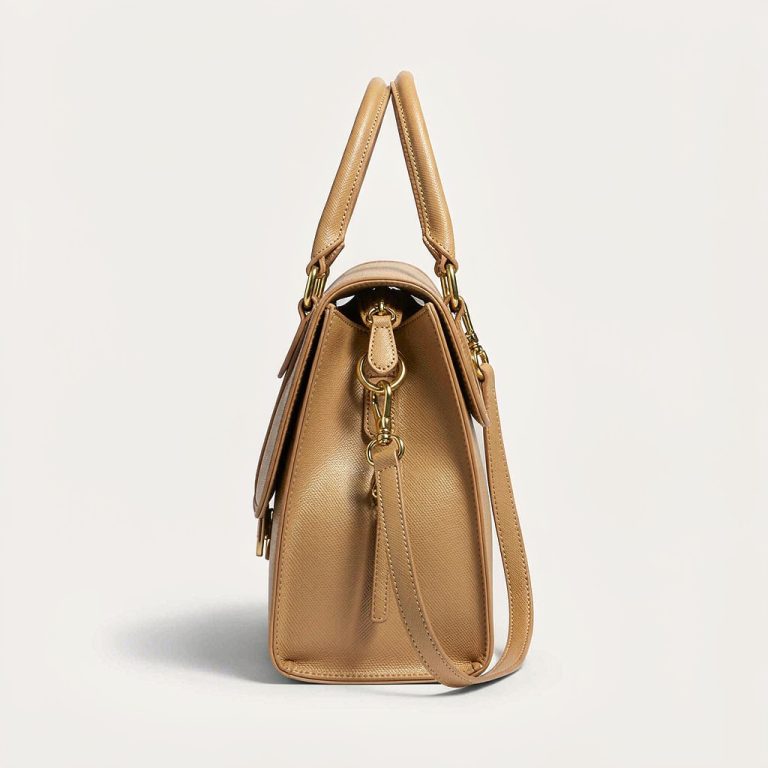 Odette Structured Satchel in Camel / Burgundy