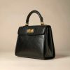 Elise Top-Handle Satchel in Black / Cream
