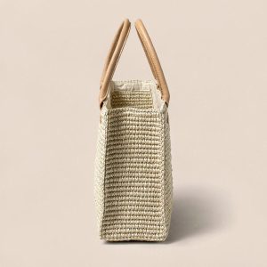 Amara Woven Straw Tote in Natural / Camel