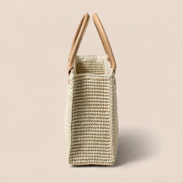Amara Woven Straw Tote in Natural / Camel