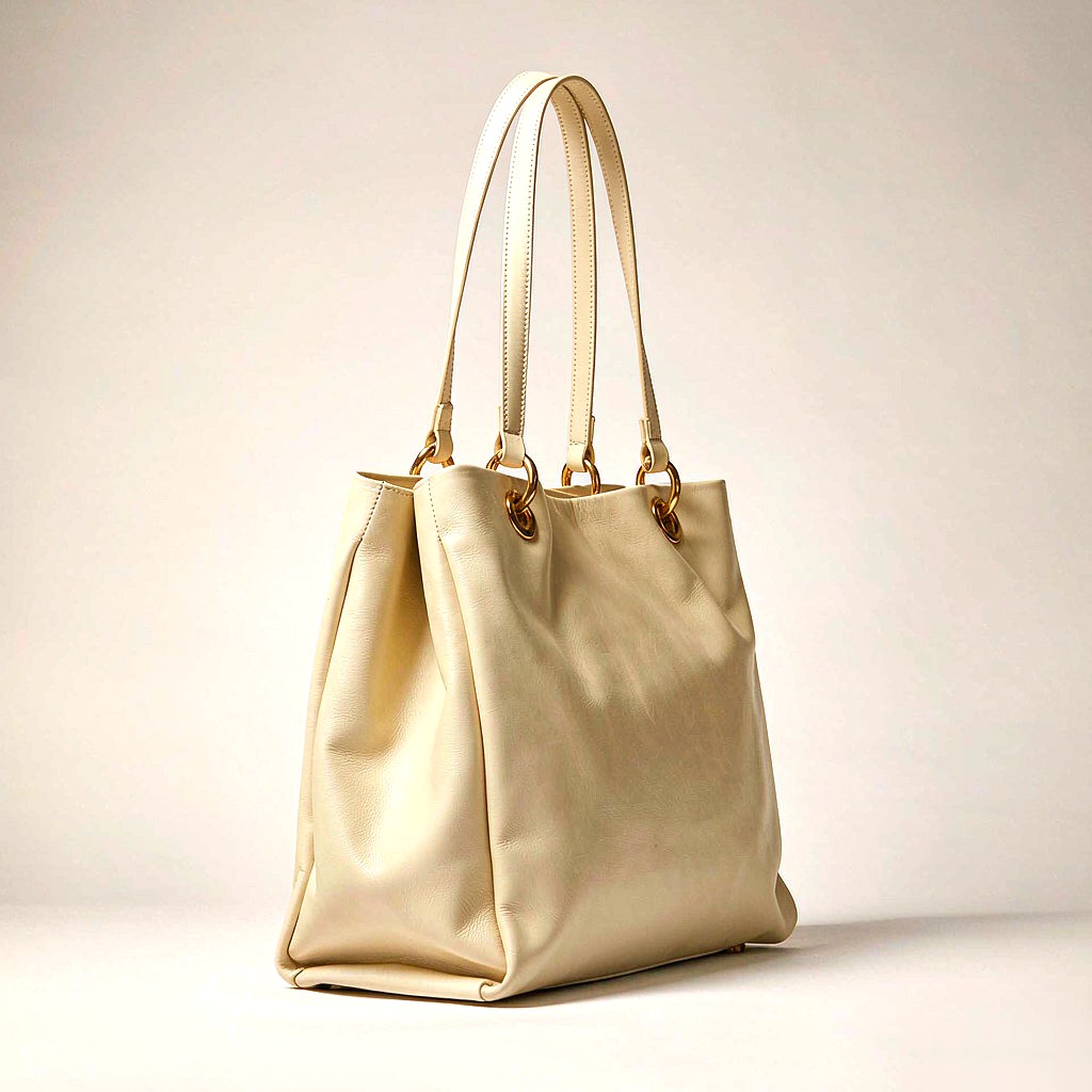 Vera Structured Leather Tote in Black / Camel / Cream